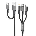 Budi 6-i-1 USB-A/USB-C Multikabel 2,4A - 1,2m (USB-A/Lightning/USB-C/MicroUSB)