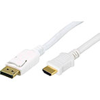 Displayport til HDMI kabel - 2m (Hvid)