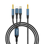Dudao L12Pro Minijack Multikabel - 1m (3,5mm/USB-C/Lightning) Gr