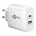 Goobay Dual Fast Charger 45W PD USB-C Oplader (USB-C/USB-A) Hvid