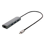 USB-C Hub m/Netvrkskort (3xUSB-A+RJ45) Deltaco