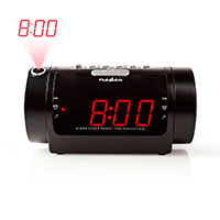 Clockradio vækkeur m/projektion (0,9tm rød LED) Sort - Nedis