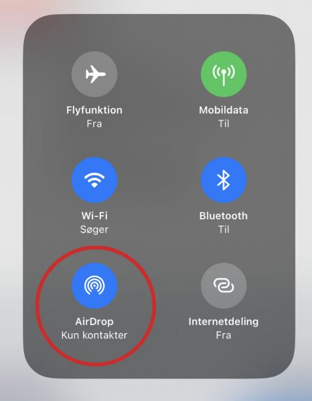airdrop indstillinger på iPhone