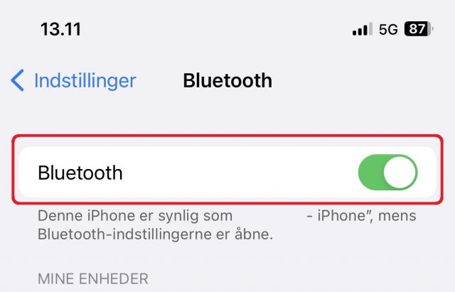 Billede: Screenshot af Bluetooth på iPhone taget af avXperten