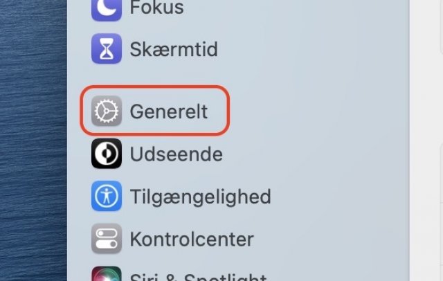 Billede: Screenshot af 'Generelt' inde i 'Indstillinger' på Apple MacBook taget af avXperten