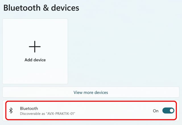 Billede: Bluetooth slået til på Windows 11. Udarbejdet af avXperten personale.