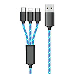 2GO LED USB Multikabel 1m (USB-C/Lightning/Micro) Blå