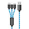 2GO LED USB Multikabel 1,5m (USB-C/Lightning/Micro) Blå