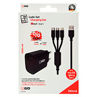 2GO USB Lader + Multikabel (Lightning/Micro USB/USB-C)