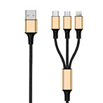 2GO USB Multikabel 1,5m (USB-C/Lightning/Micro USB) Guld