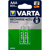 2x AAA genopladelige batterier Telefon (800mAh) Varta