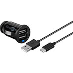 USB-C billader 2,4A m/kabel (2xUSB-A/1xUSB-C) Goobay