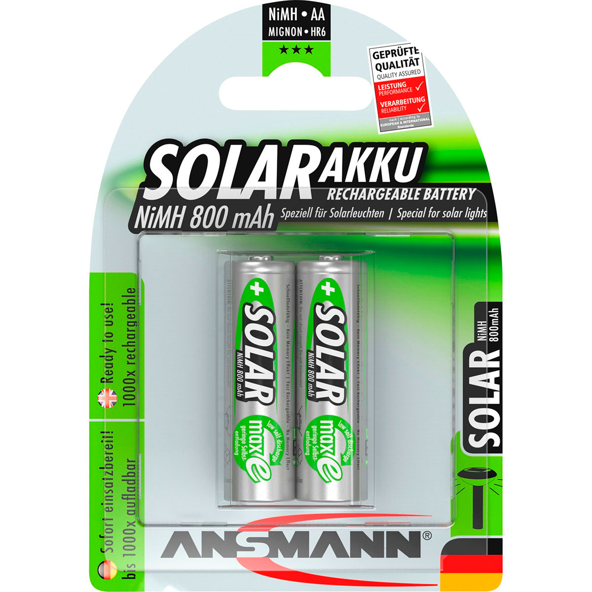 Rullesten Beskrivelse Klæbrig Ansmann Genopladelige AA Batterier 800mAh (Solar) 2-Pack