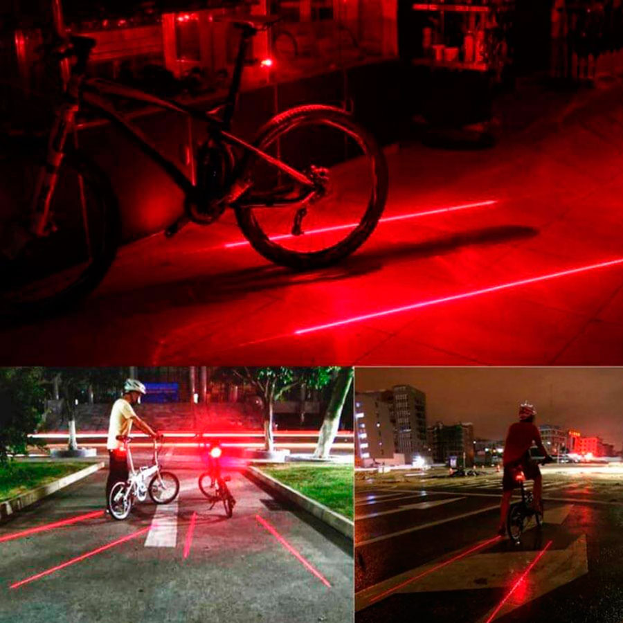 Prestige Andesbjergene overskæg Baglygte til cykel (Rød 5x LED/2x Laser)