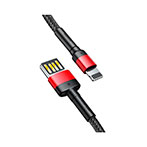Baseus Cafule Lightning - USB-A (vendbar) 2,4A 1m - Rød/Sort