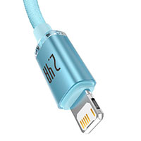 Baseus Crystal Lightning - USB-A Kabel 2,4A Lysebl - 2m