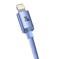 Baseus Crystal USB-C - Lightning Kabel - 2m (20W) Lilla