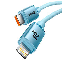Baseus Crystal USB-C - Lightning Kabel - 2m (20W) Lysebl