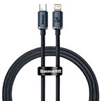 Baseus Crystal USB-C - Lightning Kabel 20W Sort - 1,2m