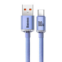 Baseus Crystal USB-C - USB-A Kabel 100W Lilla - 2m
