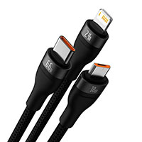 Baseus Flash II Series 66W 3-i-1 USB-A Multikabel - 1,2m (USB-C/Lightning/MicroUSB)