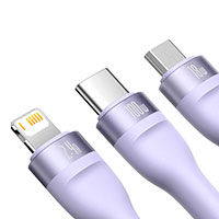 Baseus Flash II USB-A/C Multikabel 100W - 1,5m (3-i-1) Lilla