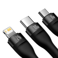 Baseus Flash II USB-A/C Multikabel 100W - 1,5m (3-i-1) Sort