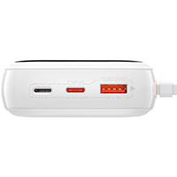 Baseus Qpow Digital Display 20W Powerbank 20000mAh (USB-A/USB-C/Lightning) Hvid