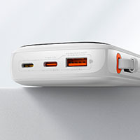 Baseus Qpow Digital Display Powerbank m/USB-C kabel 10000mAh 22,5W - Hvid