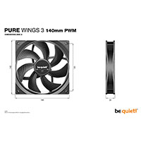 Be Quiet Pure Wings 3 PWM PC Blser (1200RPM) 140mm