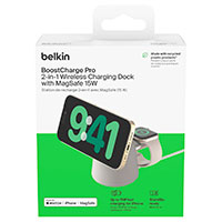 Belkin Boost Charge Pro 2-i-1 15W Trdls Qi Ladestation (MagSafe) Hvid