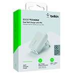 Belkin USB-C Oplader 37W PD PPS (1xUSB-C/1xUSB-A) Hvid
