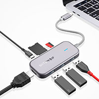 BlitzWolf BW-TH5 7-i-1 USB-C 3.2 Hub (USB-C/HDMI/USB-A/Kortlser)