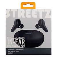Bluetooth Earbuds In-Ear (4 timer) Sort - Streetz TWS-113