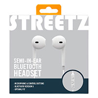 Bluetooth Semi In-Ear Headset (3 timer) Hvid - Streetz
