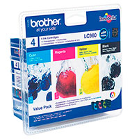 Brother LC-980 Multipack Blkpatron (260 sider) Sort/Magenta/Cyan/Gul
