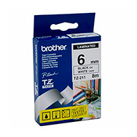 Brother TZe-211 Label Tape - 8m (6mm) Sort/Hvid