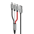 Budi 3-in-1 USB-A Multikabel 2,4A - 1m (Lightning/USB-C/MicroUSB)