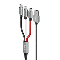 Budi 3-in-1 USB-A Multikabel 2,4A - 1m (Lightning/USB-C/MicroUSB)