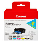 Canon PGI-550/CLI-551 Multipack Blkpatron - Sort/Gr/Cyan/Magenta/Gul