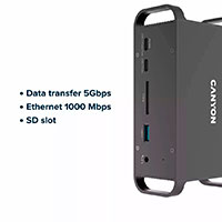 Canyon 14-i-1 Dockingstation 100W (USB-C/USB-A/3,5mm/HDMI/Kortlser)