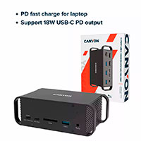 Canyon 14-i-1 Dockingstation 100W (USB-C/USB-A/3,5mm/HDMI/Kortlser)