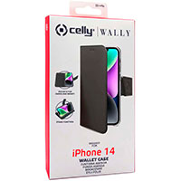 Celly Wallet iPhone 14 Flip-Cover (3 kort) Sort