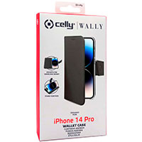Celly Wallet iPhone 14 Pro Flip-Cover (3 kort) Sort