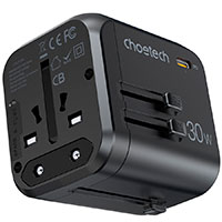 Choetech PD5008-BK Fast Charge Rejseadapter 30W (Europa/England/USA/Australien)