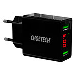 Choetech USB lader 11W LED display (2xUSB-A)