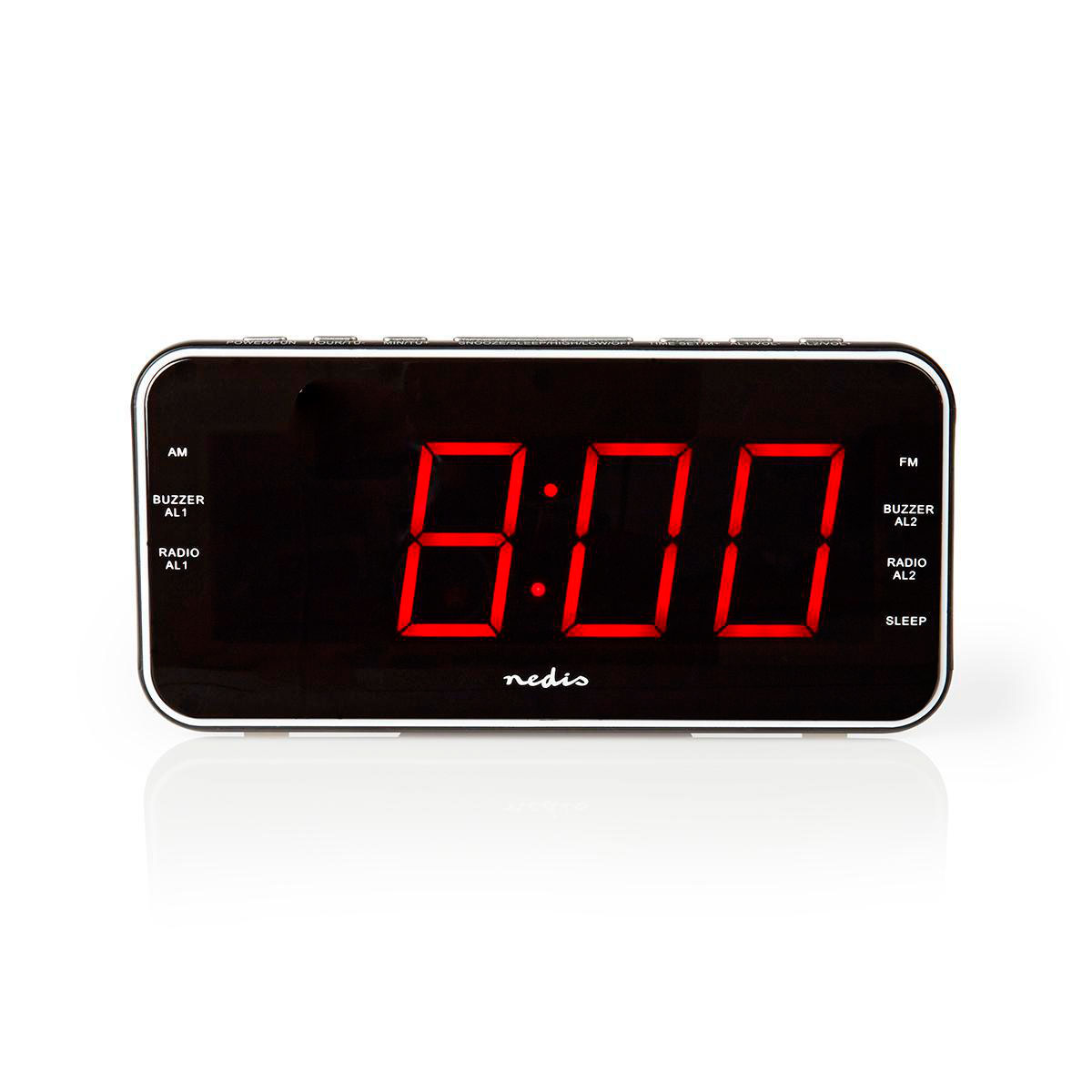 fordøjelse fordel anden Clockradio vækkeur (1,8tm rød LED) Sort - Køb Nedis vækkeur