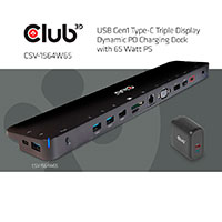 Club 3D Triple Display Dynamic PD Charging Dock Dockingstation - 65W (9 port)