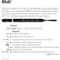 Club 3D USB-C Dock 8-i-1 (HDMI/DP/USB-A/USB-C/RJ45/SD)