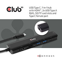 Club3D 7-i-1 USB-C Dock - 100W (USB-C/USB/RJ45/SD/Micro SD)